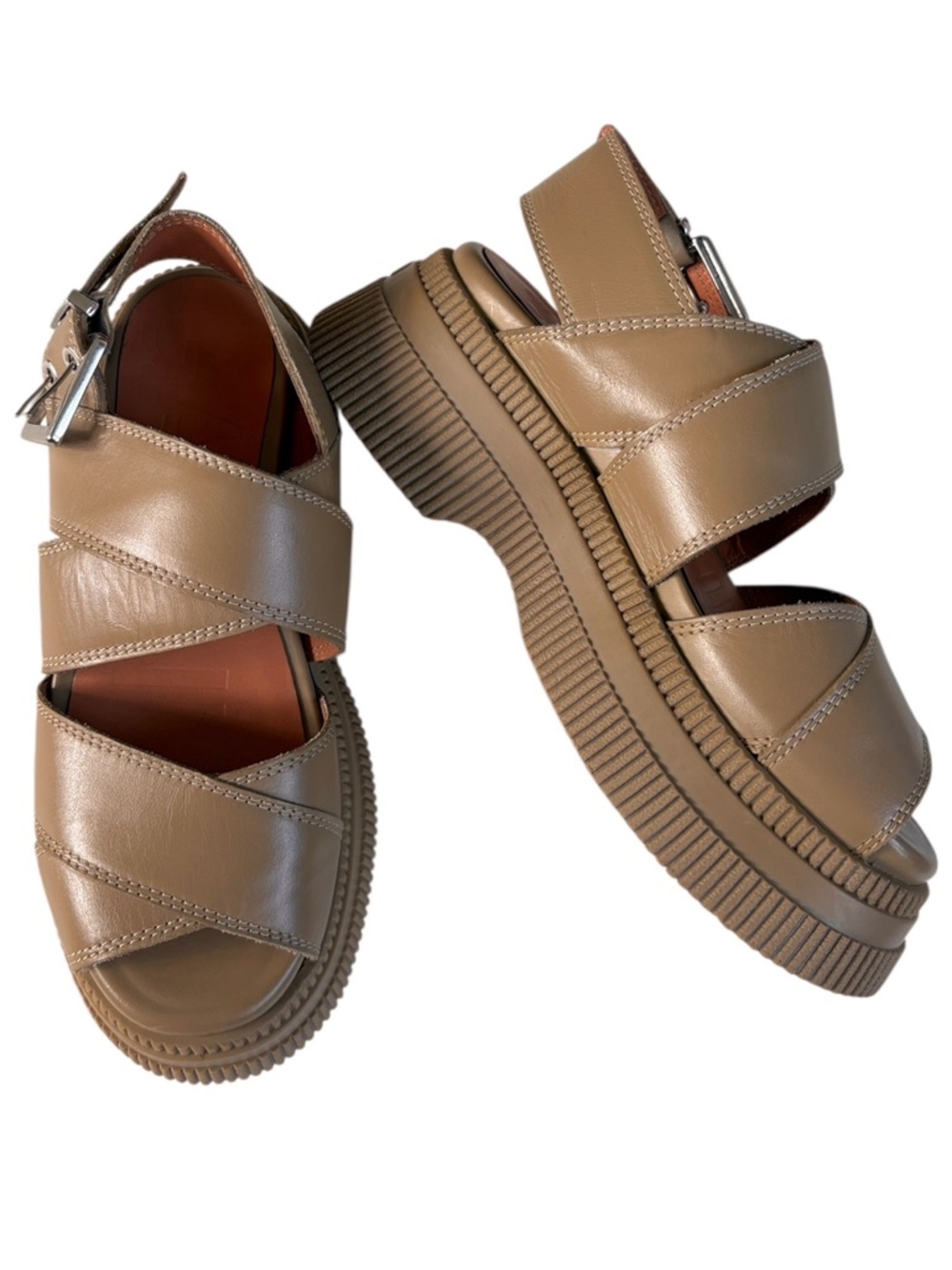 Like New aGANNI leather a chunky Platform Criss-Cross Sandals Size 8 Retail $395